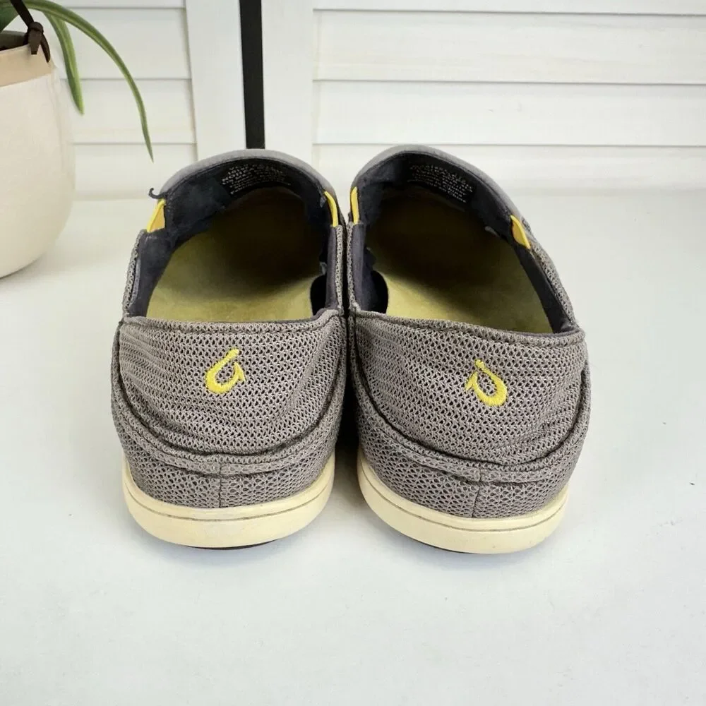Olukai Nohea Mesh Rock Canoe Taupe Casual Shoe Slip On Drop In Heel Men Size 8.5